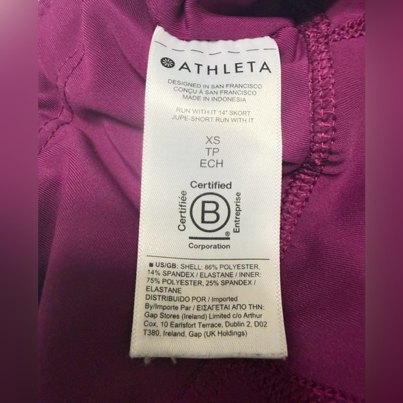 ATHLETA RUN WITH IT 14” SKORT XS BURGUNDY ATHLETIC TENNIS RUNNING SKIRT - Picture 10 of 12